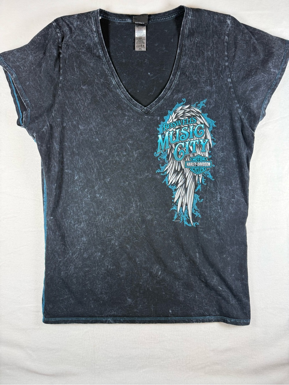 Harley-Davidson Short Sleeve T-Shirt Faded Black Size 2XL